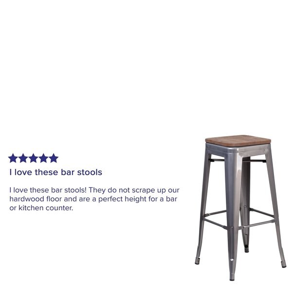 Clear Backless Metal Stool, 30