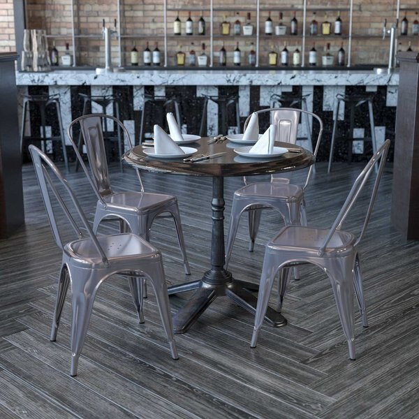 Clear Coated Metal Indoor Stackable Chair