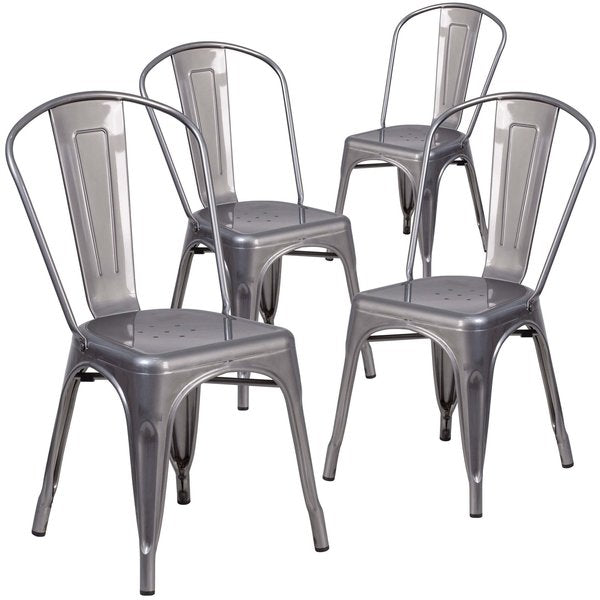 Clear Coated Metal Indoor Stackable Chair