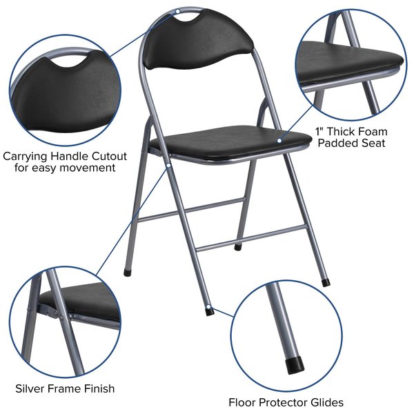 Black Vinyl Folding Chair
