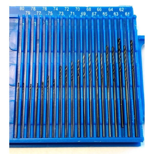 20 Piece #61-80 High Speed Steel Wire Gage Drill Set