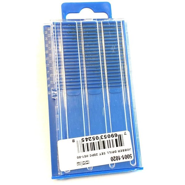 20 Piece #61-80 High Speed Steel Wire Gage Drill Set