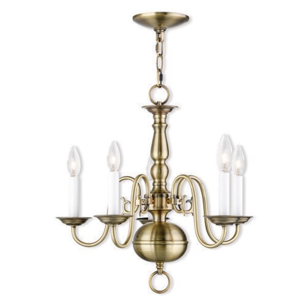 Williamsburgh 5 Light Antique Brass Chan