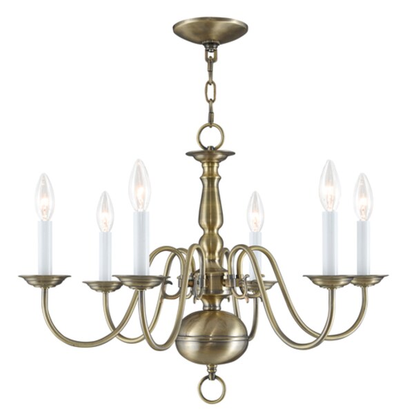 Williamsburgh 6 Light Antique Brass Chandelier