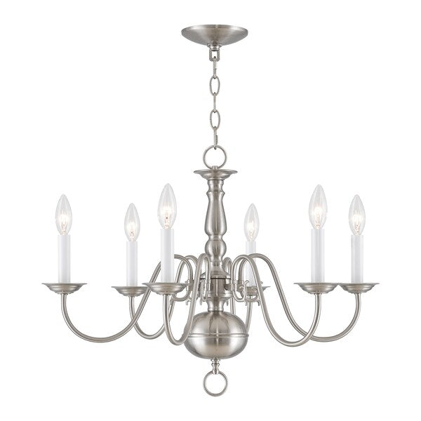 Williamsburgh 6 Light Brushed Nickel Cha