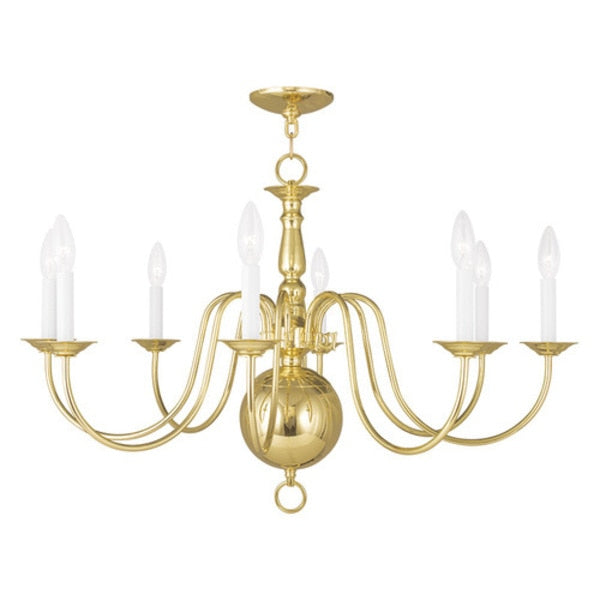 Williamsburgh 8 Light Polished Brass Chandelier