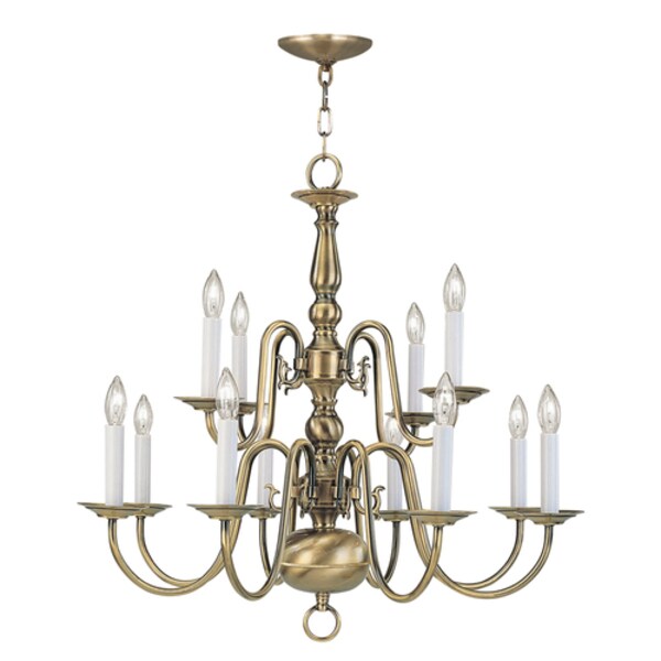 Williamsburgh 12 Light Antique Brass Chandelier