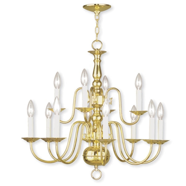 Williamsburgh 12 Light Polished Brass Chandelier