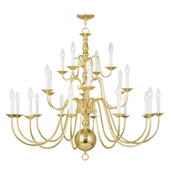Williamsburgh 22 Light Polished Brass Chandelier