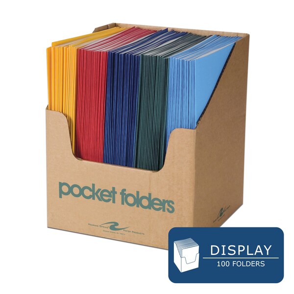 Case of 100 Pocket Folders in Counter Display, 11.75