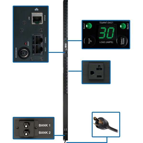 PDU, Monitored, 2.9kW, 120V, 24 5-15/20R, 0U