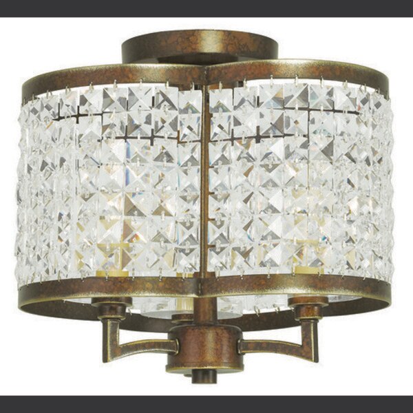 Grammercy 3 Light Hand Painted Palacial Bronze Ceiling Mount