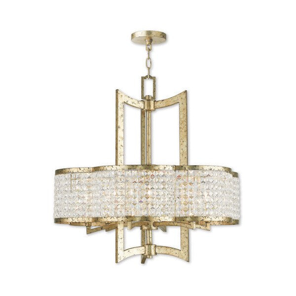 Grammercy 6 Light Hand Applied Winter Gold Chandelier