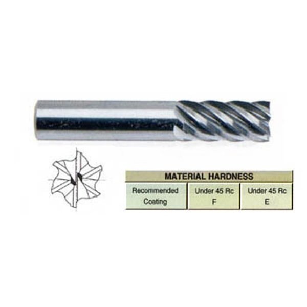 End Mill, 6 Flute, 3/4 x 3/4 x 1-1/2