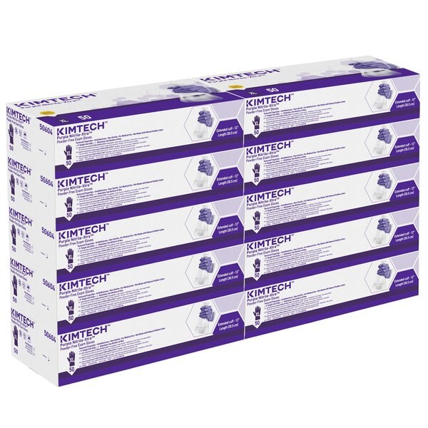 Exam Glove, Purple Nitrile, XL, PK500, Nitrile, Powder Free, Purple, XL, 500 PK