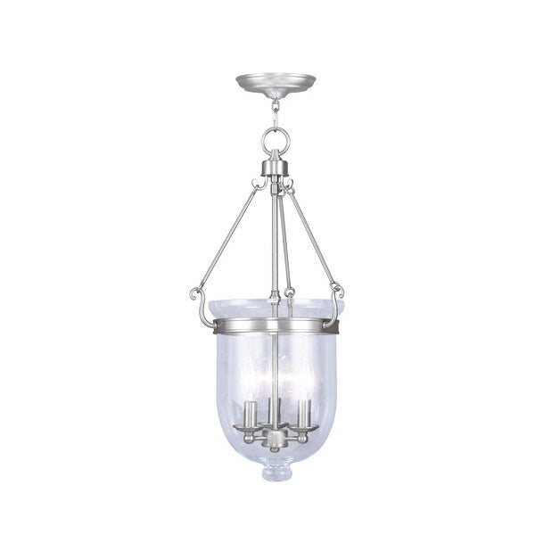 Jefferson 3 Light Brushed Nickel Chain Lantern