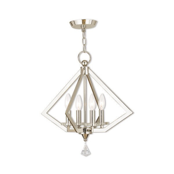 Diamond 4 Light Polished Nickel Mini Chandelier
