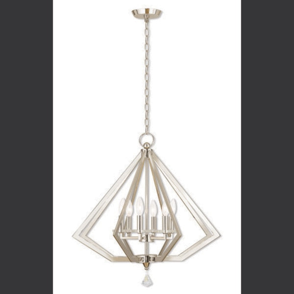 Diamond 6 Light Polished Nickel Chandelier