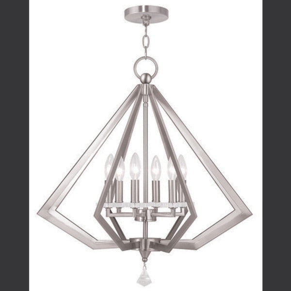 Diamond 6 Light Brushed Nickel Chandelier
