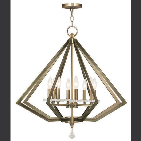 Diamond 8 Light Antique Brass Chandelier