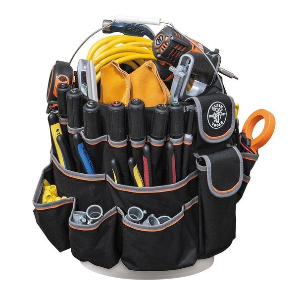 Bucket Tool Organizer, Polyester, Black/Orange, 23