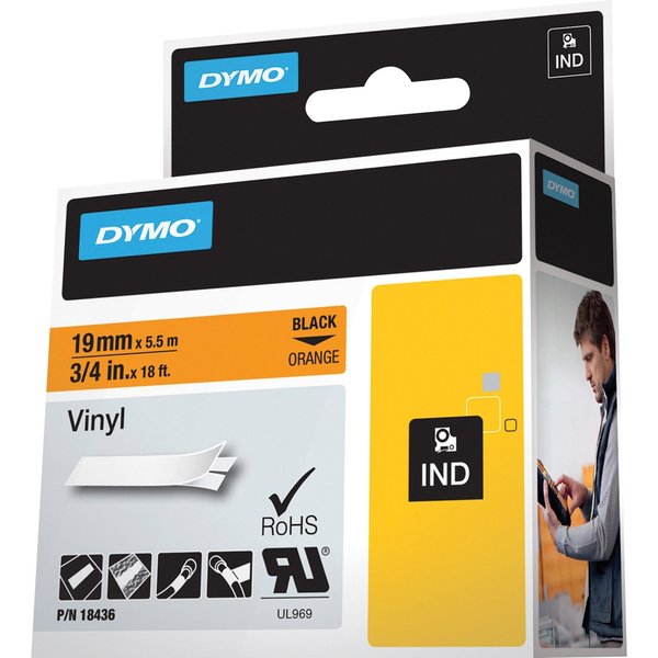 Rhinoâ¢ Label Cartridge, Black/Orange, 18 ft. L