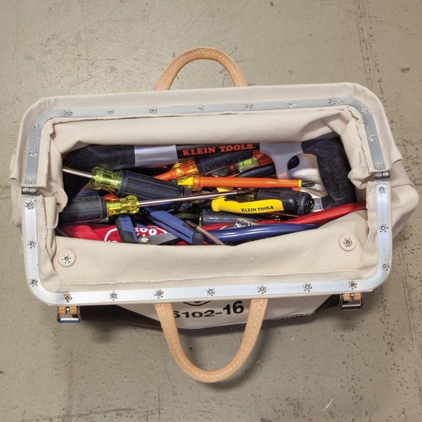 Wide-Mouth Tool Bag, Heavy-Duty #8 Natural Canvas, 1 Pockets