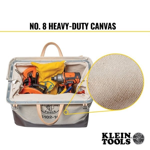 Wide-Mouth Tool Bag, Heavy-Duty #8 Natural Canvas, 1 Pockets