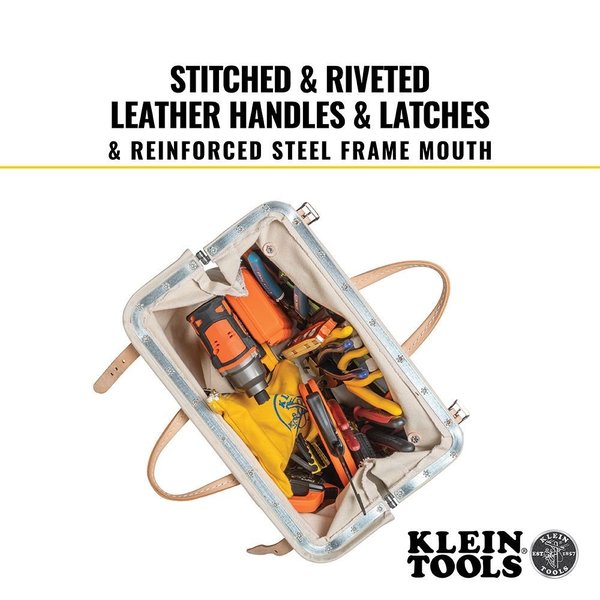 Wide-Mouth Tool Bag, Heavy-Duty #8 Natural Canvas, 1 Pockets