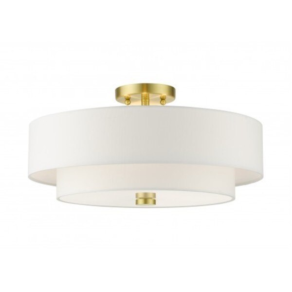 Satin Brass Semi Flush, 4 Light