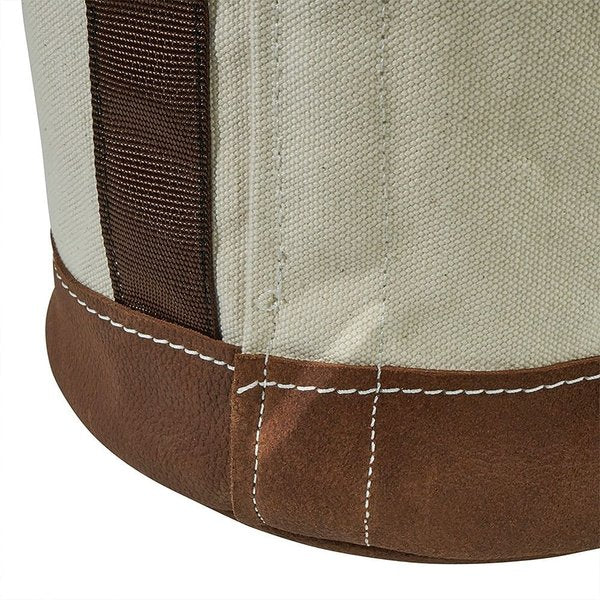 Canvas Bucket, Leather Bottom, Swivel Snap, 12-Inch