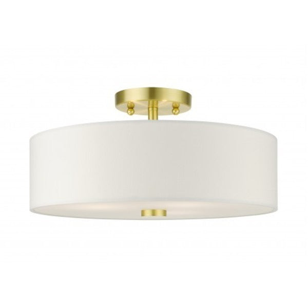 Satin Brass Semi Flush, 3 Light