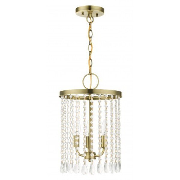 Antique Brass Pendant Chandelier, 3 Light
