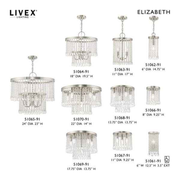 Elizabeth 2 Light Brushed Nickel Mini Pendant