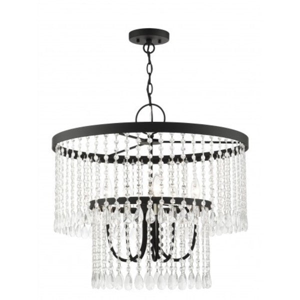 Black Pendant Chandelier, 5 Light