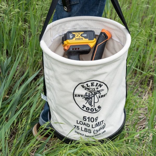 Canvas Bucket, Wide-Opening, Straight-Wall, Molded Bottom, 12-Inch