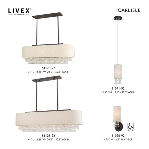 Carlisle 3 Light English Bronze Linear Chandelier