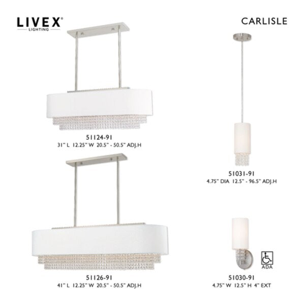 Carlisle 3 Light Brushed Nickel Linear Chandelier