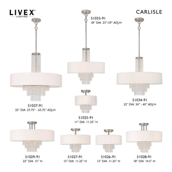 Carlisle 5 Light Brushed Nickel Linear Chandelier