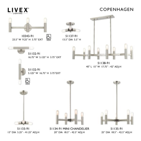 Copenhagen 4 Light Brushed Nickel Mini Chandelier