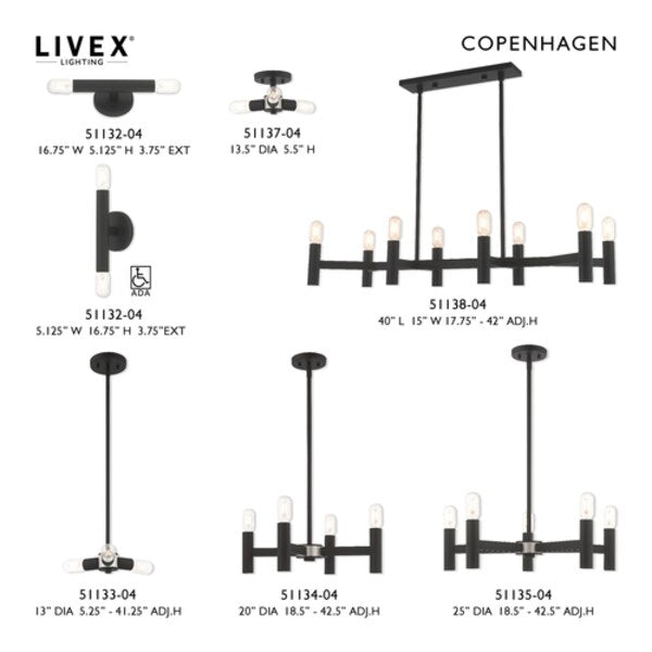 Copenhagen 3 Light Black Ceiling Mount