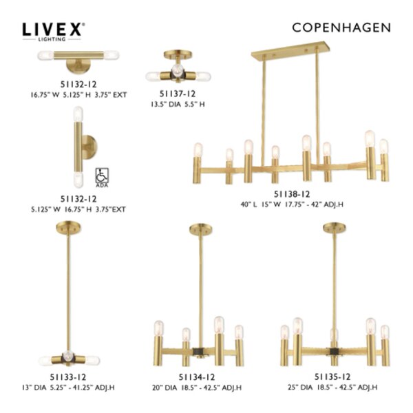 Copenhagen 3 Light Satin Brass Ceiling M