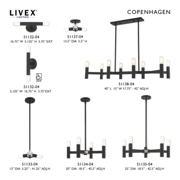 Copenhagen 8 Light Black Linear Chandelier