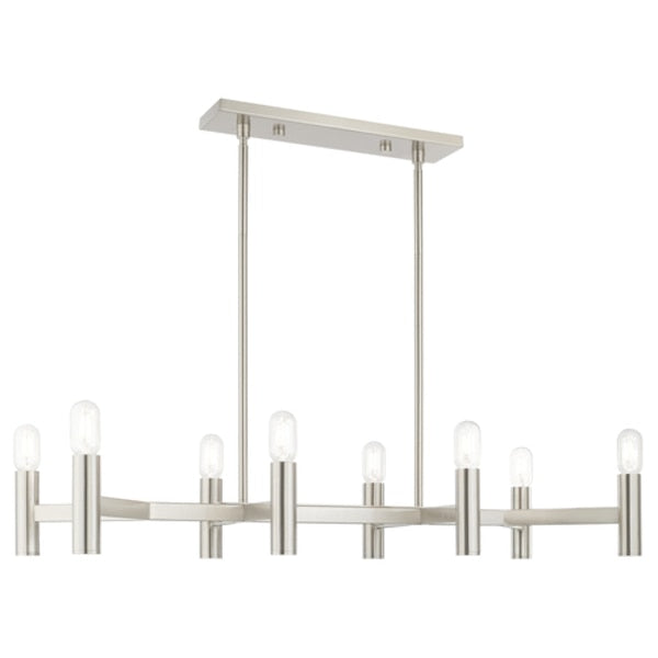 Copenhagen 8 Light Brushed Nickel Linear Chandelier