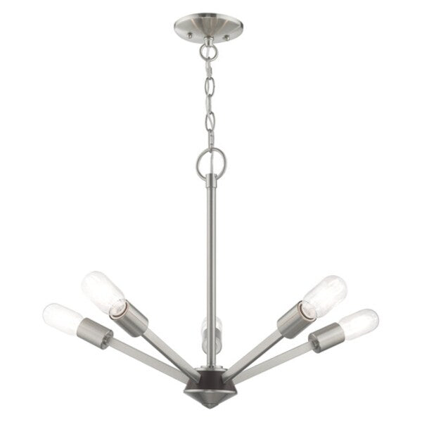 Prague 5 Light Brushed Nickel Chandelier