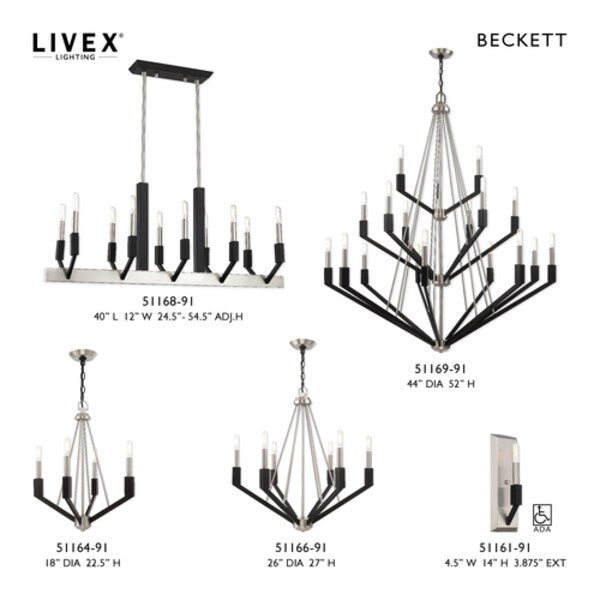 Beckett 1 Light Brushed Nickel And Black ADA Wall Sconce