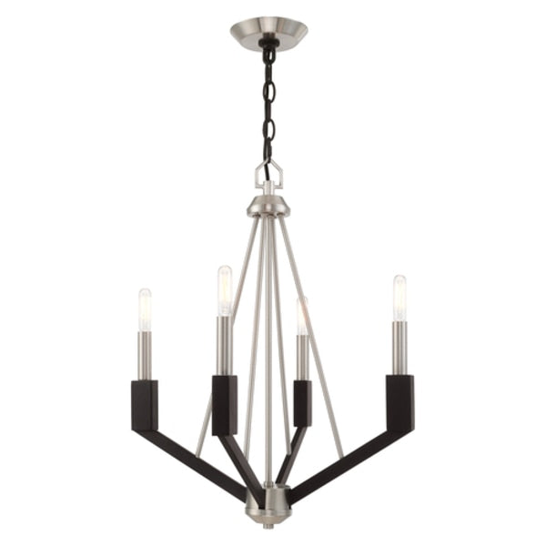 Beckett 4 Light Brushed Nickel And Black Mini Chandelier