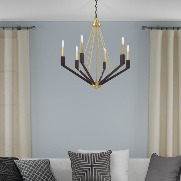 Beckett 6 Light Satin Brass And Bronze C