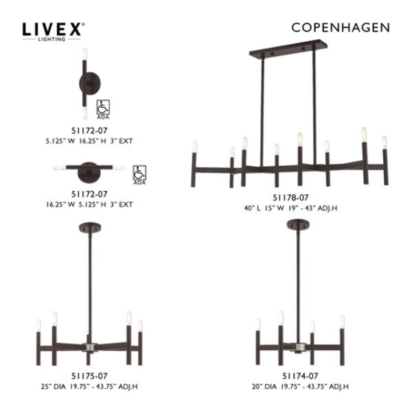 Copenhagen 2 Light Bronze ADA Wall Sconce