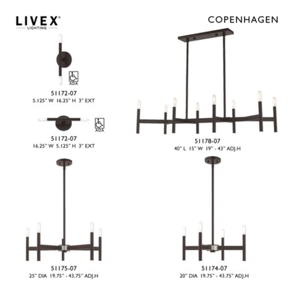 Copenhagen 4 Light Bronze Mini Chandelier